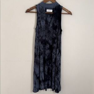 Braeve tie dyed sleeveless mini dress bold navy & black high neck lightweight XS